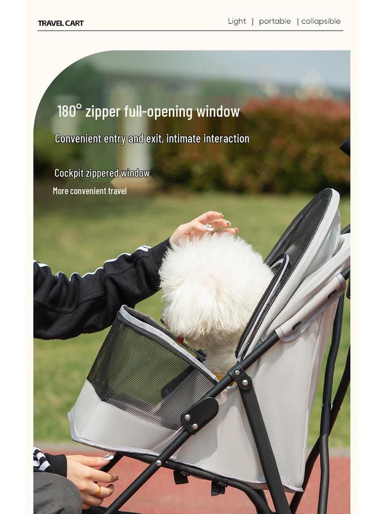 Leichter faltbarer Haustierkinderwagen für kleine Hunde und Katzen, mit Sonnenschirm und Funktion für Spaziergänge im Freien