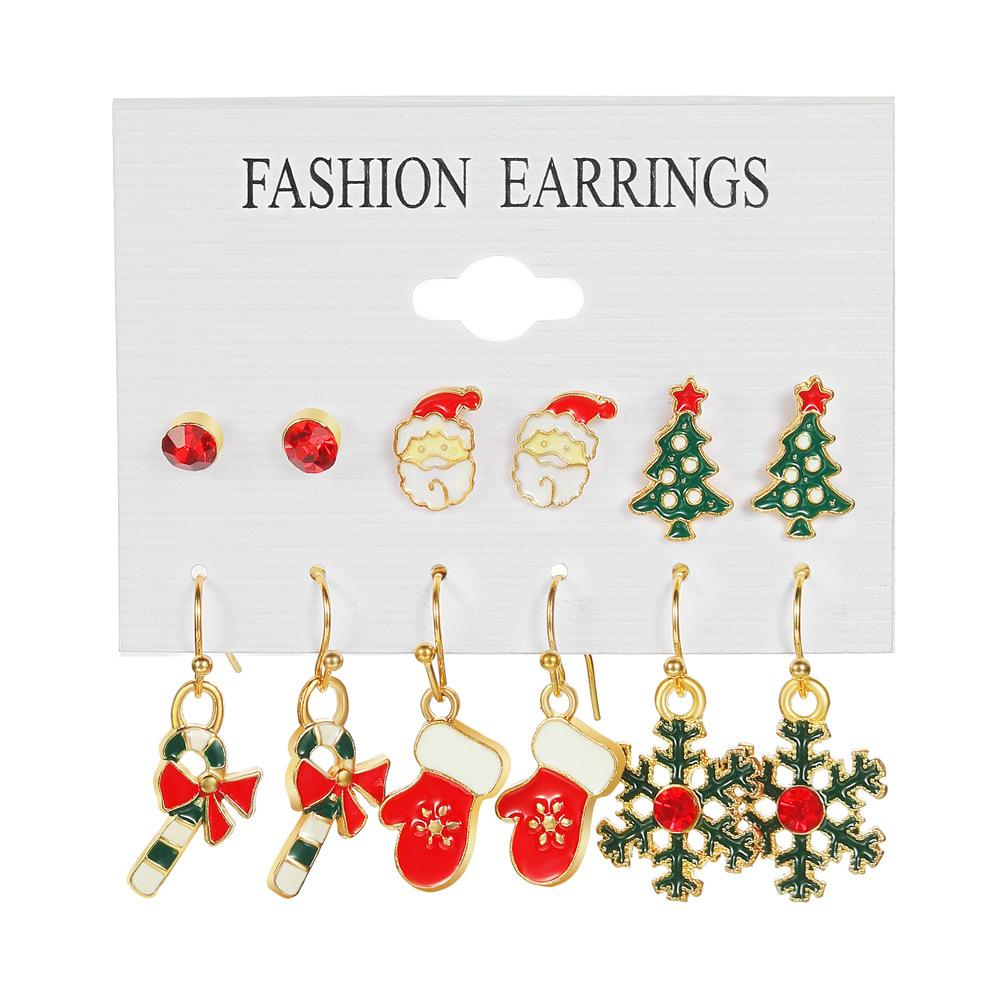 

6 pairs Christmas Earrings for Women Christmas Trees Bells Snowflakes Earrings for Girls Thanksgiving Xmas Holiday Jewelry Gifts