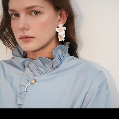 2022 New Trend 925 Silver Needle Flower Simple Wedding Party Bride Earrings for Women Fashion Jewelry (5pcs of Free Shipping)