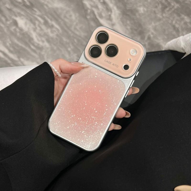 Stylish Acrylic Case With Sparkle Glitter Gradient Window IPhone 14 15 16 17 Pro Max Full Coverage Drop Protection