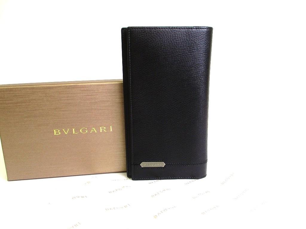 Authentic BVLGARI Serpenti Scaglie Black Leather Flap Long Wallet #b294 Open Box