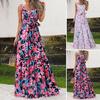 European & American Summer Print Casual Long Dress with Belt 2023