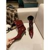 Fashion Pointed Toe Stiletto Heel Booties Women's Fall/Winter 2025 New Patent Leather Sleeve Fashion Boots