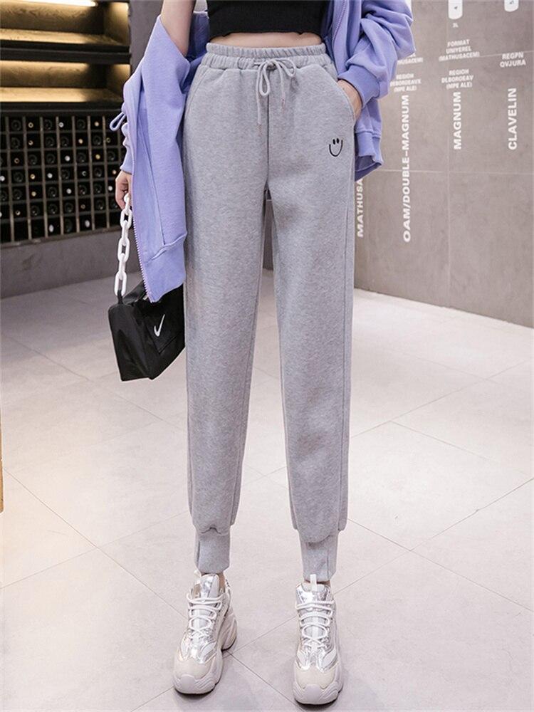 

Осень-зима 2022, плотные теплые свободные женские спортивные штаны с эластичной резинкой на талии, однотонные повседневные шаровары, уличная одежда, спортивные штаны XL серый
