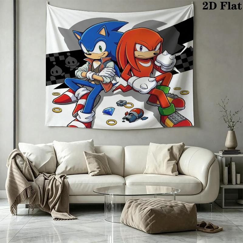 Sonic Hedgehog Wall Tapestry Aesthetic Wall Hanging Printed Fabric Blanket Decorative Tapestries For Bedroom Living Room Home Decor