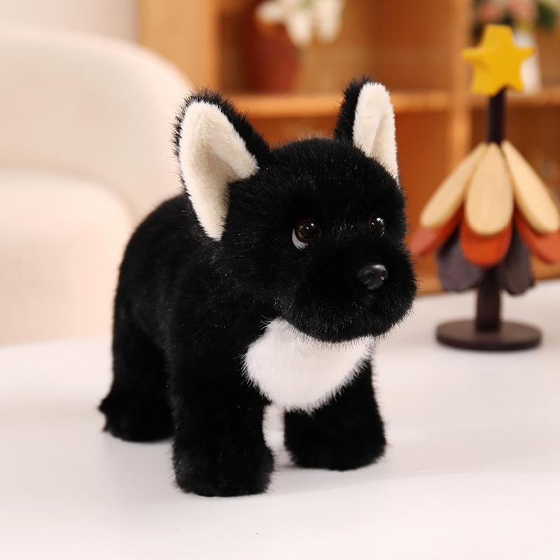 Super niedliche lebensechte Französische Bulldogge Plüschtiere Stofftiere Stehende Haltung Haustier Schwarze Bulldogge Puppe Lustiger Schreibtischbegleiter Kindergeschenk 25cm black