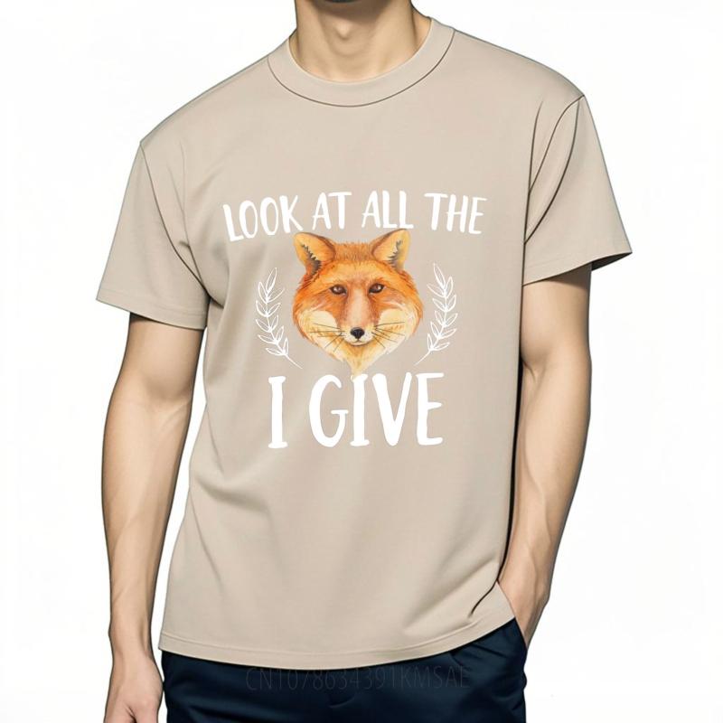 Soft Unisex Round Neck Tshirt Black Look At All The I Give Fox Everyday Unisex Teeshirt Oversized Tshirt Vintage Tshirt Unisexs Top