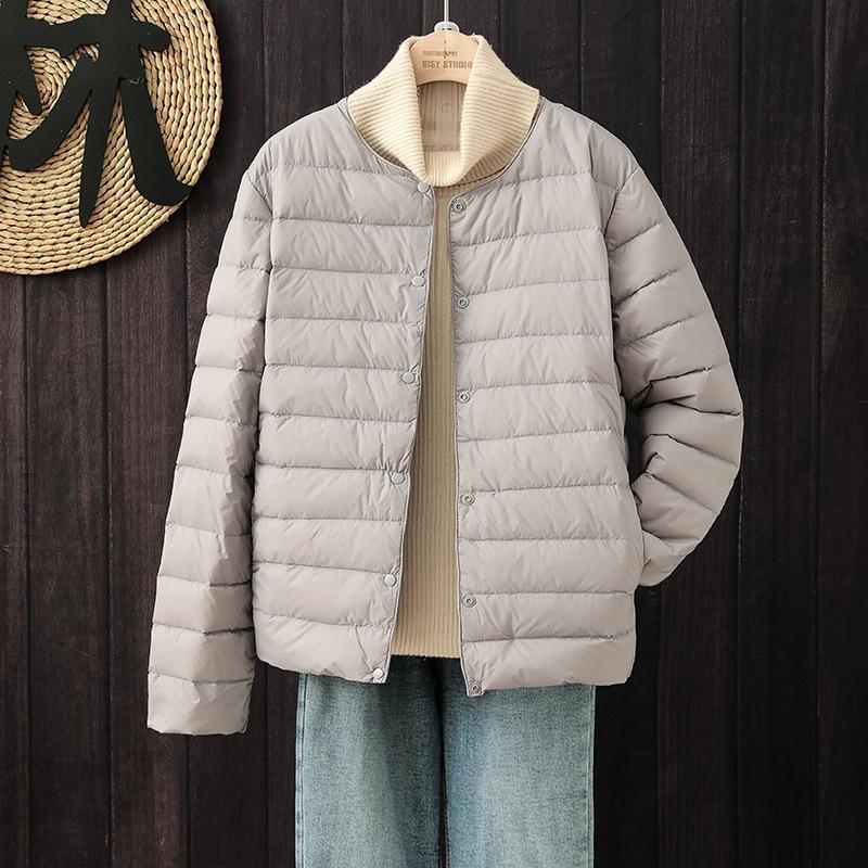 Light down jacket women's liner short round neck inner and outer wear thin women's clothing portable collarless jacket