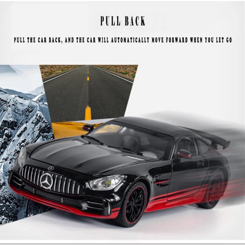 1/24 Scale Benz Gtr Sports Alloy Car Model Metal Children Diecast Toy Car Modification Simulation Sound & Light Gift for Boy