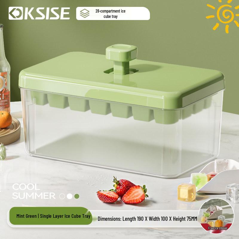 Ice Cube Tray Press, Food Grade Mold for Homemade Ice & Storage мятно-зеленый