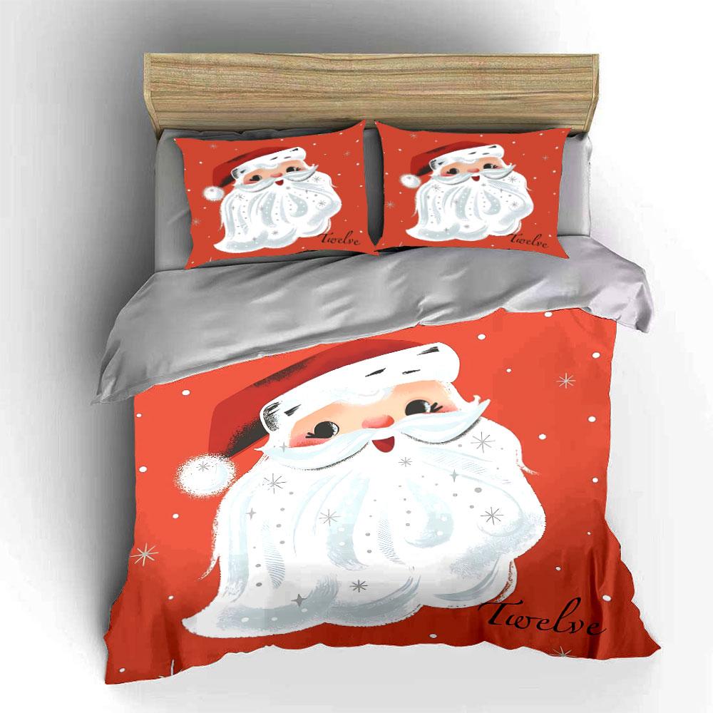 Santa Claus with Red Hat Design Bedding Duvet Cover Set Duvet Cover Pillowcases (1*Duvet Cover 2*Pillowcases, without duvet insert)