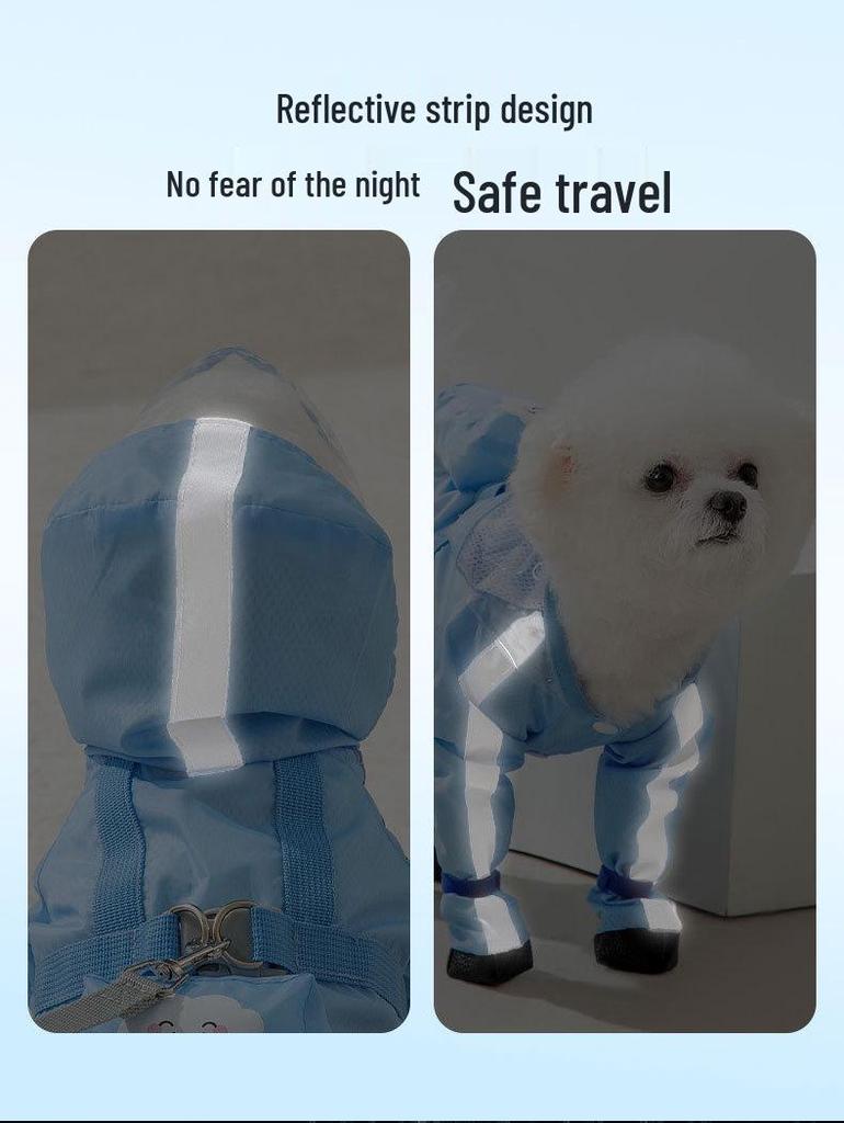 Waterproof Four-Legged Raincoat for Small Dogs - Full Coverage Pet Rainy Day Wear for Bichon, Teddy, and More.