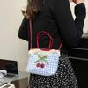 Lovely Lace Plaid Handbag Polka Dot Sweet Crossbody Bag Retro Lattice Cherry Handbag Travel