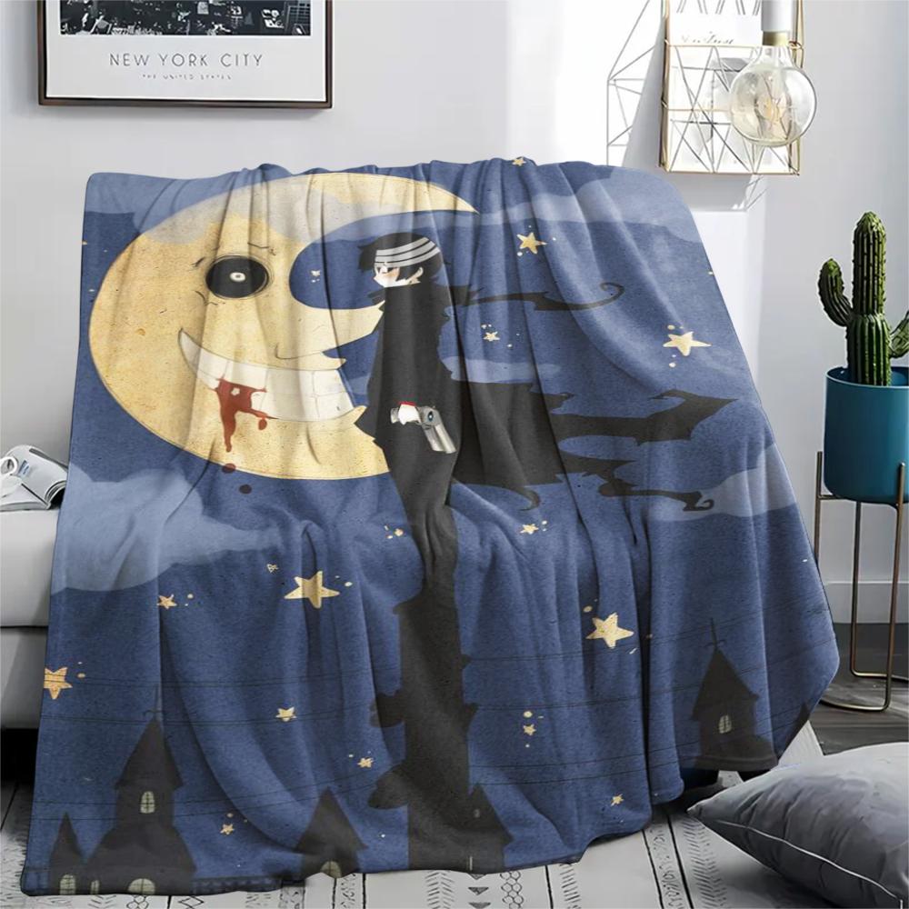 1PC Soul Eater Print Flannel Blanket, High quality Comfortable for All Seasons, Home Decor, Warmth and Comfort, Perfect for Christmas Gifts172