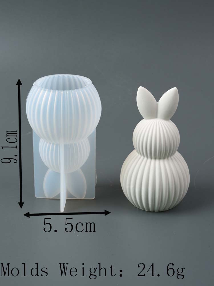 

Easter Series Silicone Mold 3D Striped Egg Straight Ear Rabbit Gourd Diamond Pattern Bunny Scented Candle Gypsum Craft Gift Mold