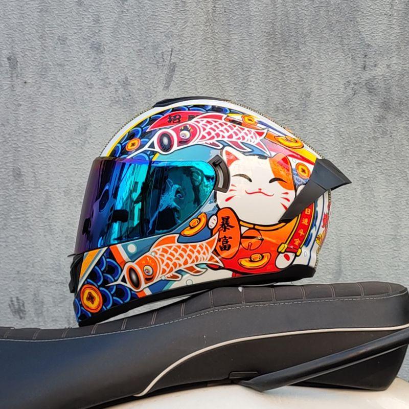 Motorcycle Helmet Men and Women Double Lens Party Sports Car Helmet New National Standard Four Seasons Personalized Bluetooth