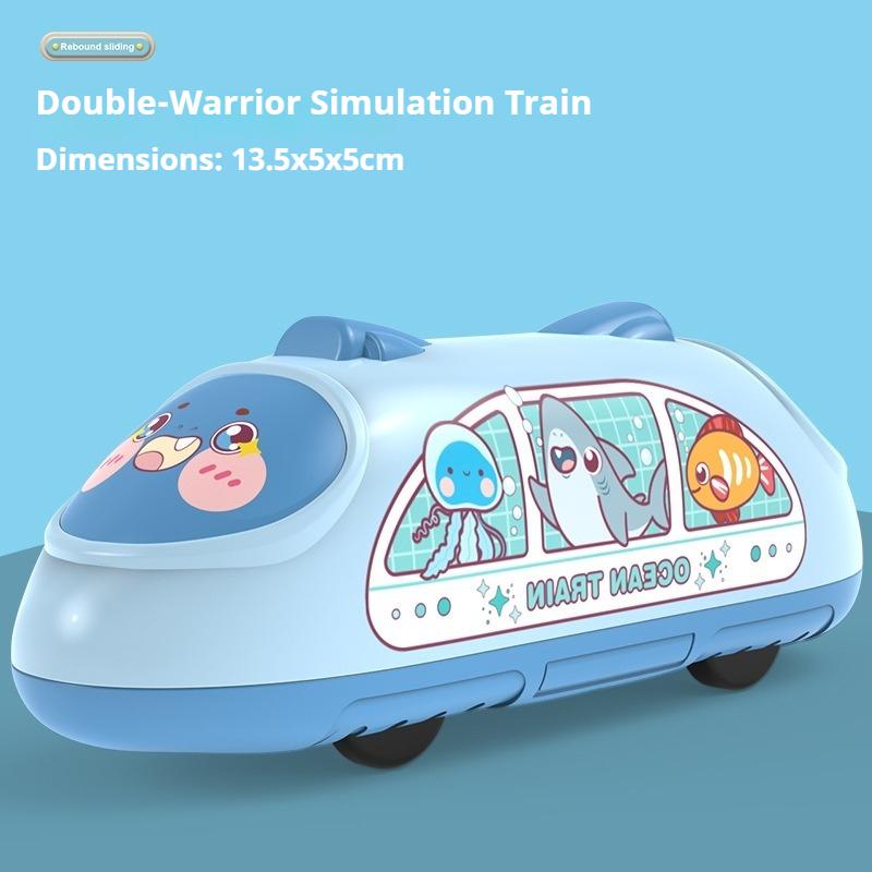 Children's Cartoon Mini Double Pull Back Subway Inertia Toy Cute Early Education Educational Interactive Toy