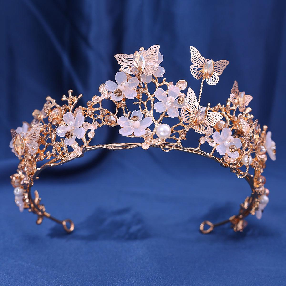 

Изысканные бабочки, цветочные короны ручной работы, стразы, принцесса, пышные короны, свадебные аксессуары для волос, свадебные диадемы, ювелирные изделия