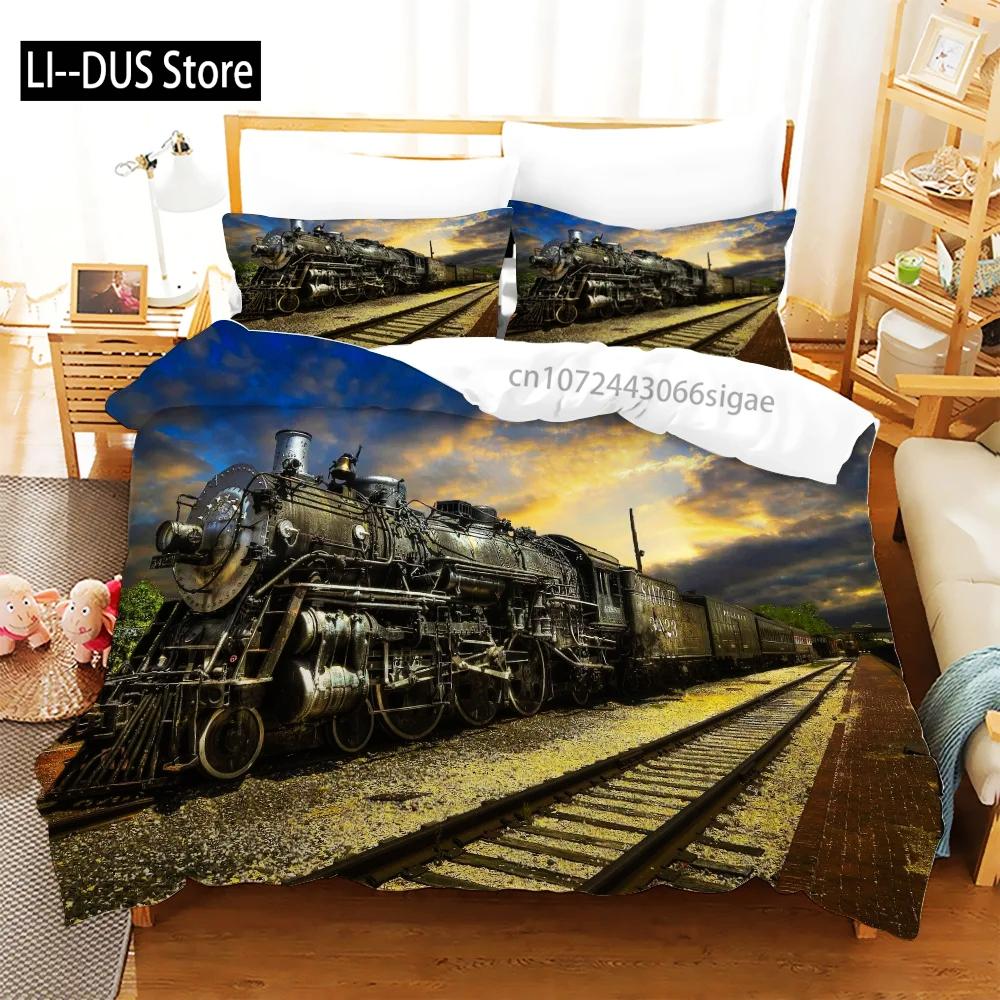Train Bedding Sets Kids Duvet Cover Bed Set Soft Quilt Cover With Pillowcase Single Queen King Size Car Comforter Bedding Set