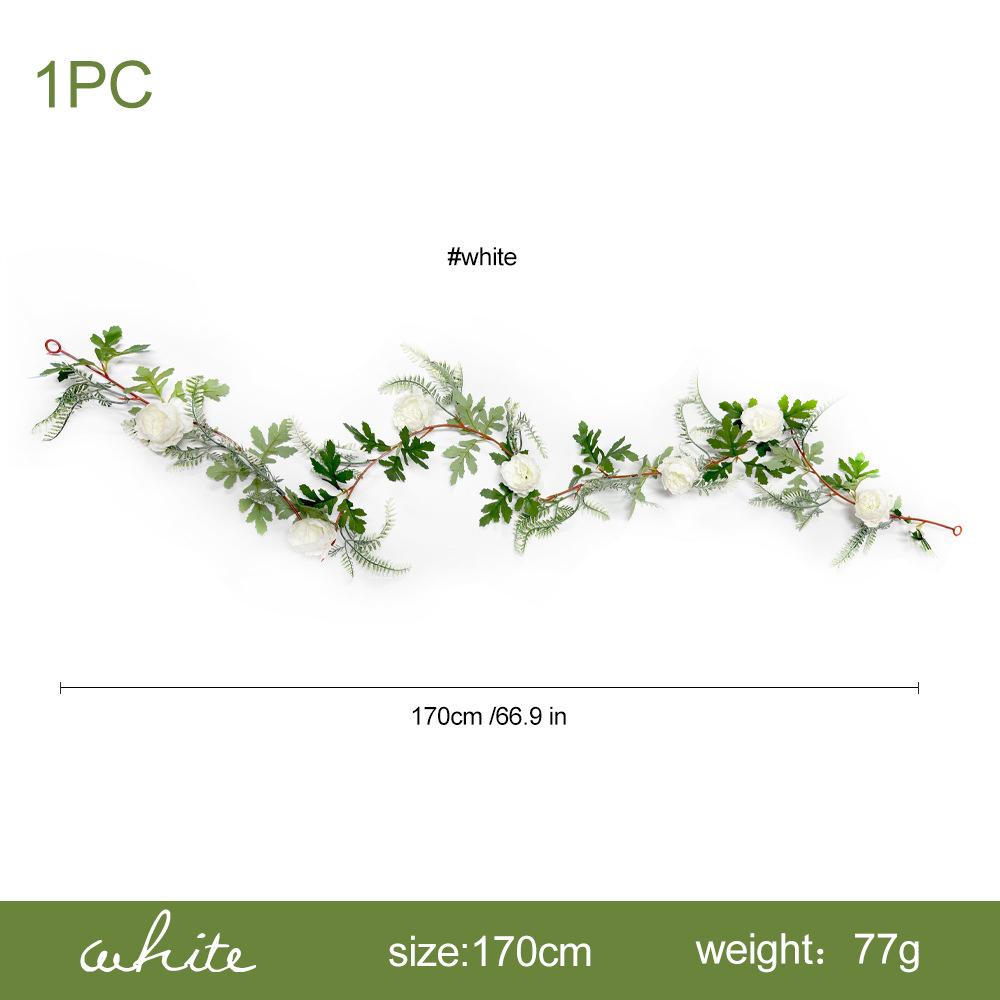 Artificial Simulation of Green Plants On The Home Dining Table of Pteris Multifida Paeonia Suffruticosa and Rattan