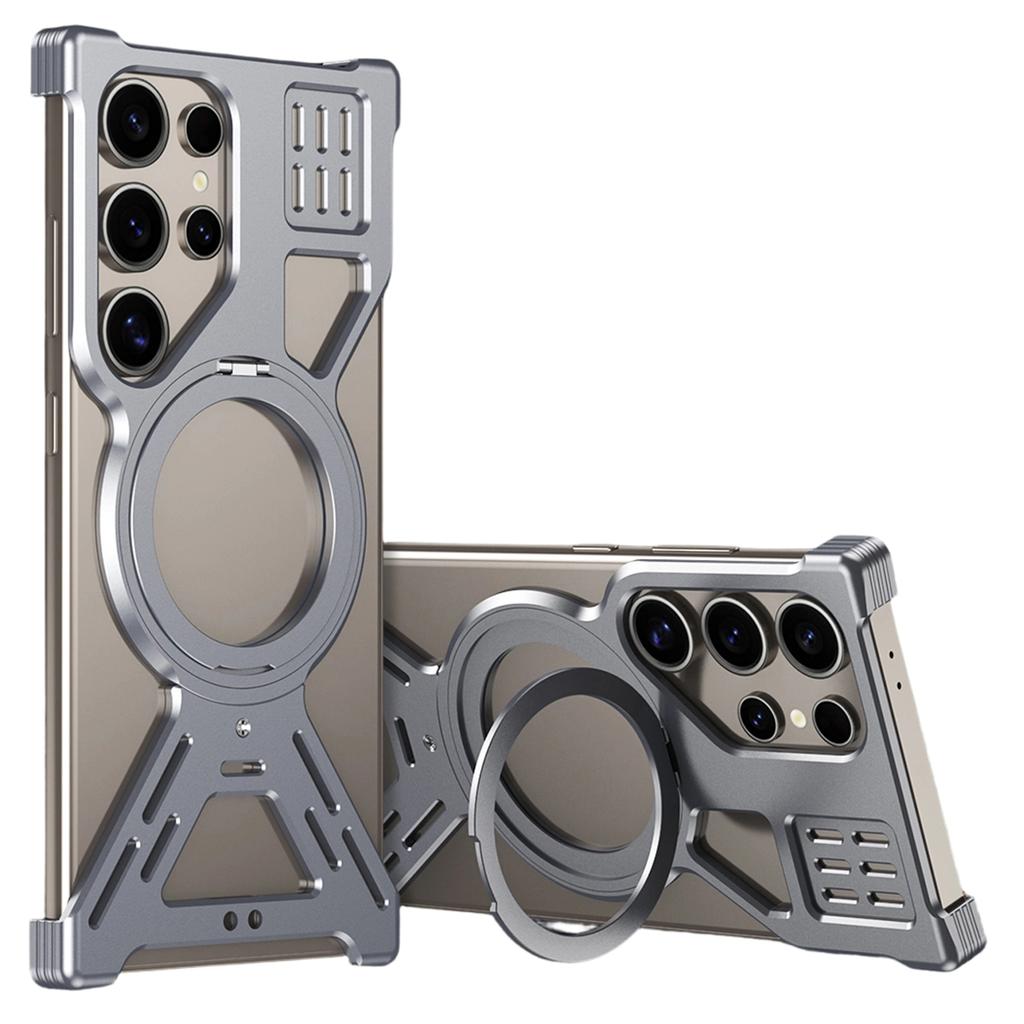 For Samsung Galaxy S23 Ultra Magnetic Bumper Case Rotating Kickstand Metal Phone Cover