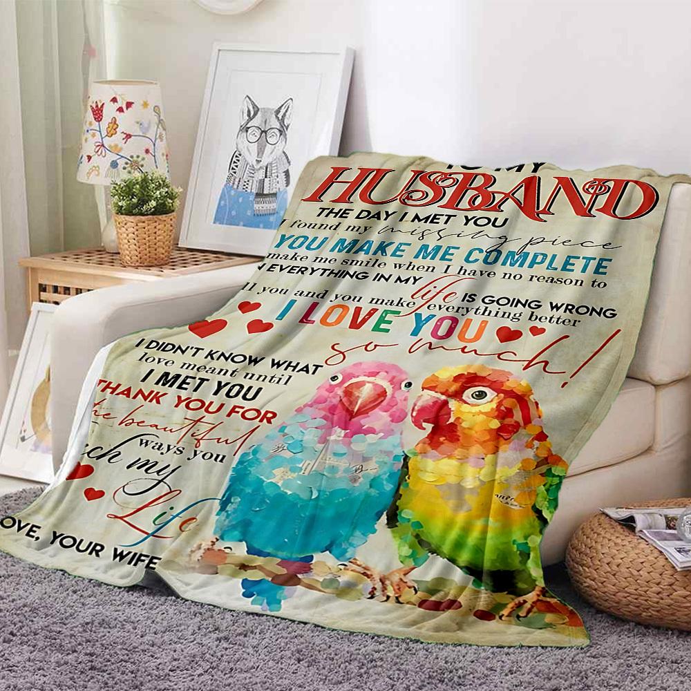 1pc To Husband Love Quote Blanket - Perfect Gift for Birthdays, Christmas & Halloween- Soft, Warm & Versatile Yy250909207