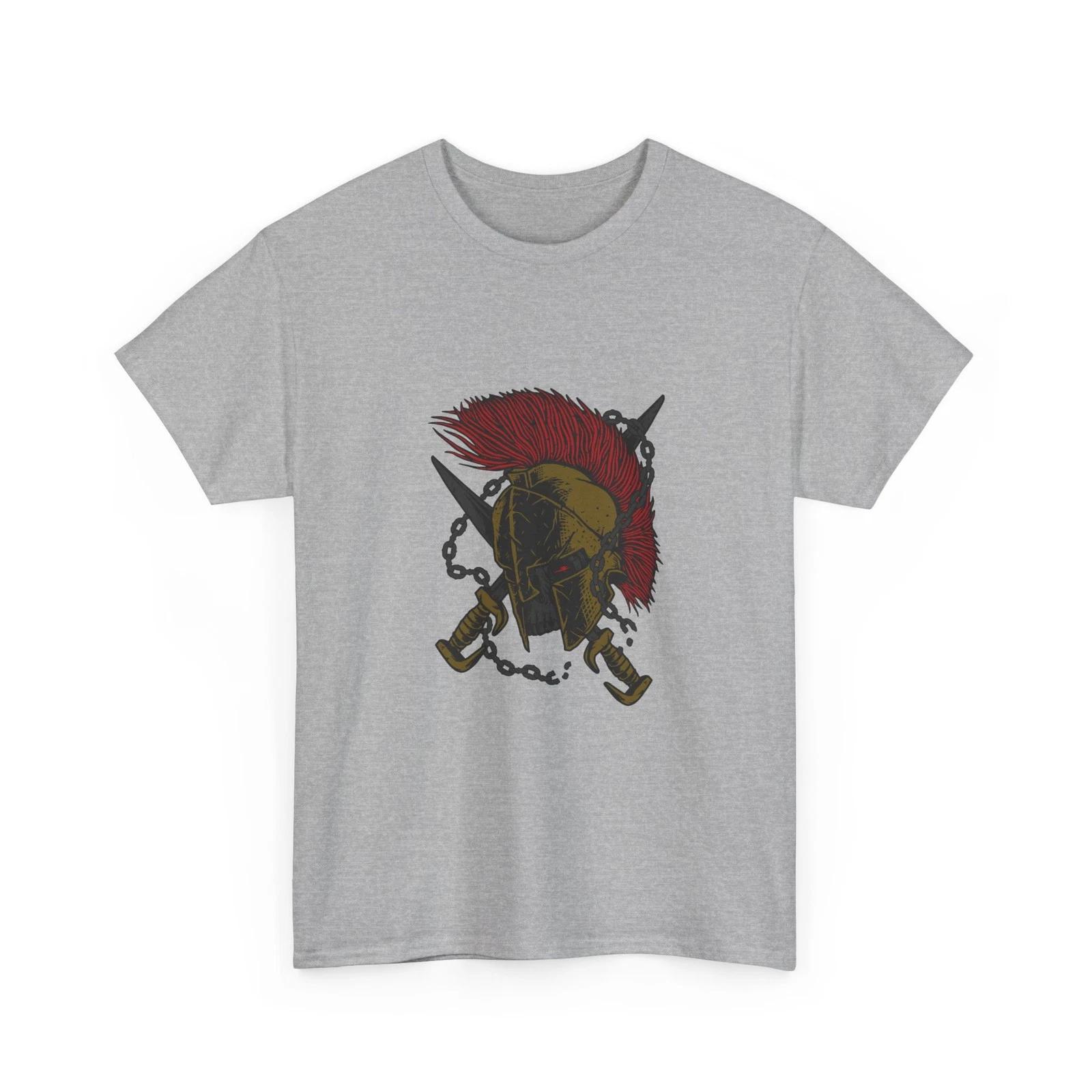 Spartan Helmet with Red Plume T-Shirt | Ancient Warrior Graphic, Strong Power 4XL