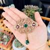 Sunspicems Fashion Arabic Flower Caftan Brooch Pins For Women Gold Morocco Algeria Wedding Jewelry Crystal Bijoux Gift