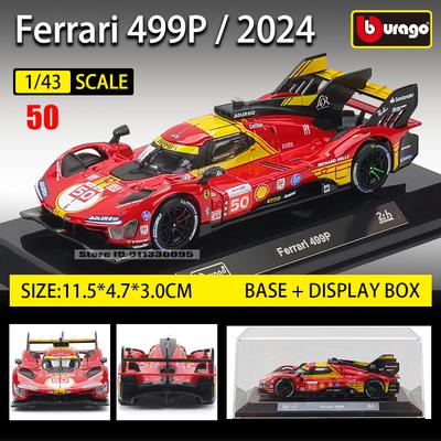 Bburago 1:43 2024 Ferrari 499P No.50 24 HEURES DU MANS Racing Model Simulation Car Model Alloy Car Toy Male Collection Gift
