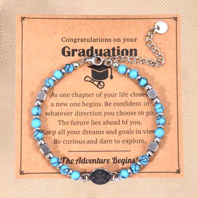 Roestvrij Staal Kralen Verstelbare Armband Roze Kwarts Lapis Lazuli Armband Afstudeerseizoen Cadeau Turkoois Kompas