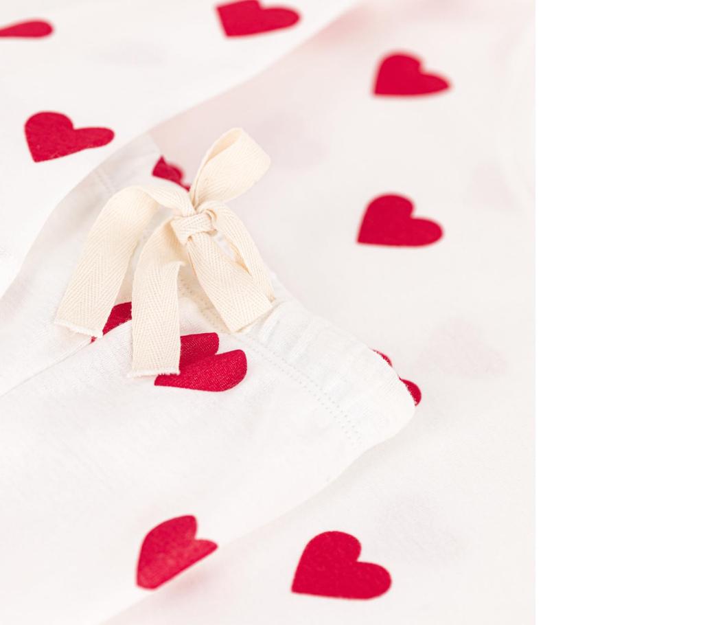 Petit Bateau Short Sleeve Pajamas A0B5V XS Off-White/Red