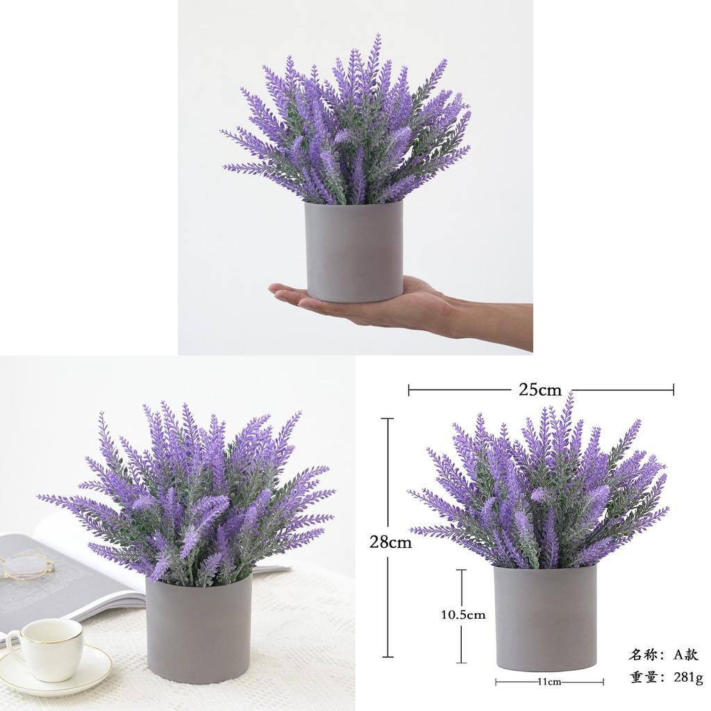 Pianta Artificiale Lavanda Decorativa Con Vaso Per Casa Ufficio Arrangement Romantico Da Tavolo