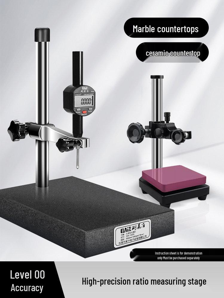 00-Grade Marble Test Stand with Marble Dial Indicator and Micrometer, Ceramic Comparison Stand Marble 100x150mm