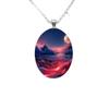 Stylish and Beautiful Exotic Night Scene Pattern Oval Alloy Pendant Stainless Steel Necklace