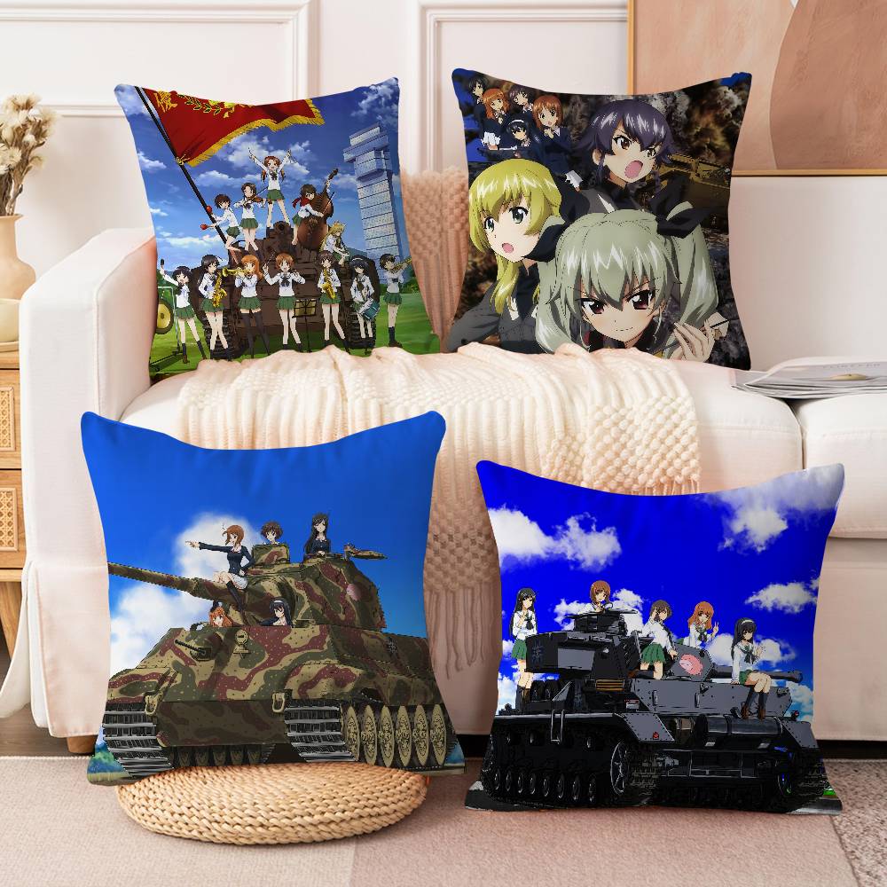 Anime G-GIRLS Und PANZER Cushion Cover Pillowcase Upholstery Sofa Throw Pillow Home Decor Pillowcas