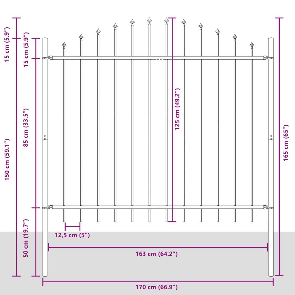 Garden Fence Woerden Gray 170 X 165 Cm Powder Coated Steel