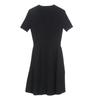 2025 Early Spring French Style Black Slimming Knitted Dress with Round Neck & Short Sleeves