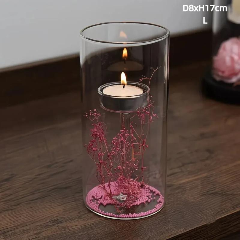 European Style Glass Candle Holder – Romantic Windproof Tabletop Decor for Home & Dinner