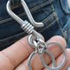 2025 Herren Schlüsselanhänger aus Edelstahl mit Doppelring und Schwanenhals-Schnalle - Super stabiler handgefertigter EDC Hüft-Halter