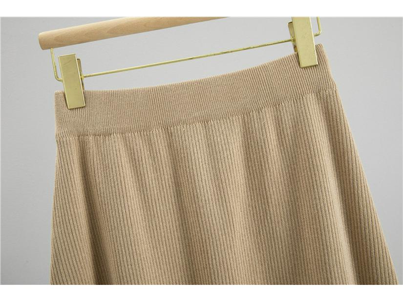 Women's Autumn Winter Knitted Three-Piece Set: Sleeveless Vest, Cardigan Sweater, Midi Skirt.