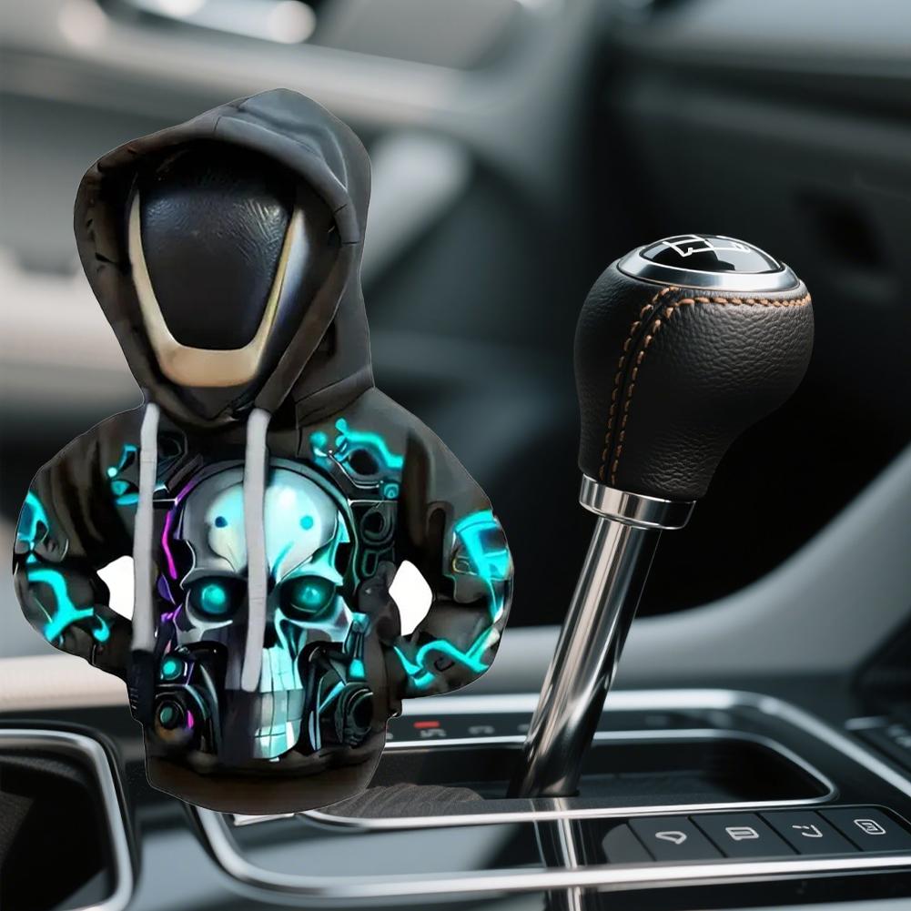 Creative Skull Car Gear Lever Hooded Clothes Car Gear Lever Cover Small Hoodie Car Interior Gear Shift Cover