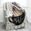 Owl Blanket Hat Coffee Cup Print Gifts for Women Kids Girls Mom Home Bedroom Living Room Decor Cartoon Throw Blankets