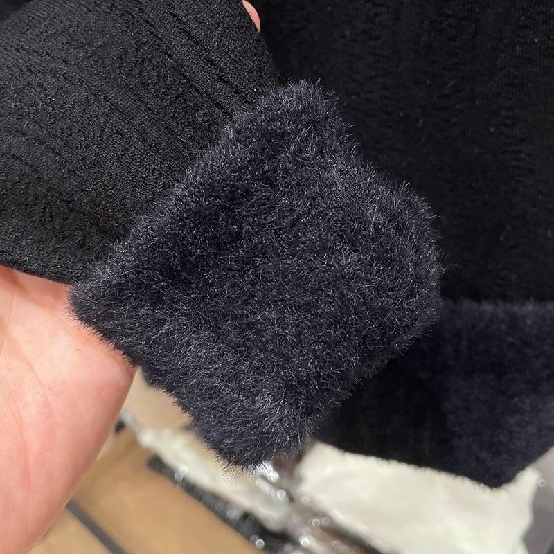 Half High Neck Plush Warm Pullover Sweater for Women Autumn and Winter Long Sleeve Fleece Base Sweater Woman Elegant Solid Slim Casual Jumpers 25217