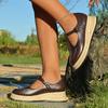 Women's Platform Mary Jane Flats - 5cm Hidden Wedge Espadrille Shoes for Spring/Fall, Low-Cut Casual Shoes with Chunky Sole