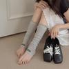 Sock-style Women's Summer/autumn Lightweight Solid-color Vertical Stripe Mid-calf Wooden-ear Cuff Breathable All-purpose Foot Cover Socks