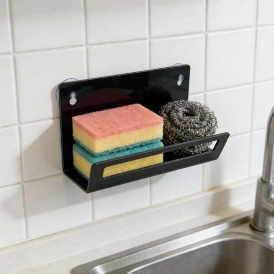 Kitchen Sink Sponge Holder Suction Cup Sponge Scrubber Organizer Quick Drying Open Sponge Caddy for Kitchen Bathroom Sink Wall