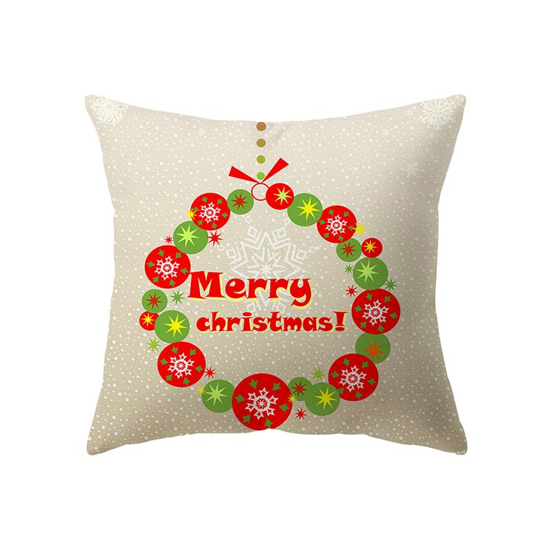 Merry Christmas Cute Santa Elk Print Pattern Cushion Cover Home Living Room Sofa Decoration Square Pillow Pillow Cover