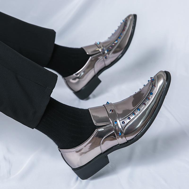 

Chelsea blue enchantress boots loafers couple pointed handsome trendy luxury generous patent leather glossy willow nail leather shoes 33 світло-сірого кольору