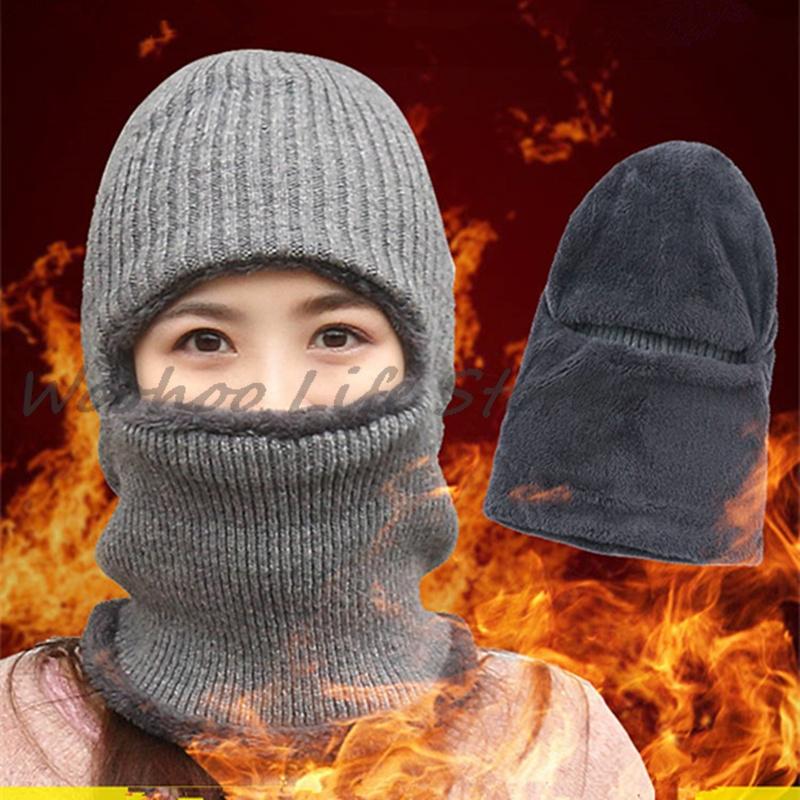 Men'S Winter Balaclava Hat Windproof Warm Fleece-Lined Full-Coverage Beanie For Ear Protection And Cycling