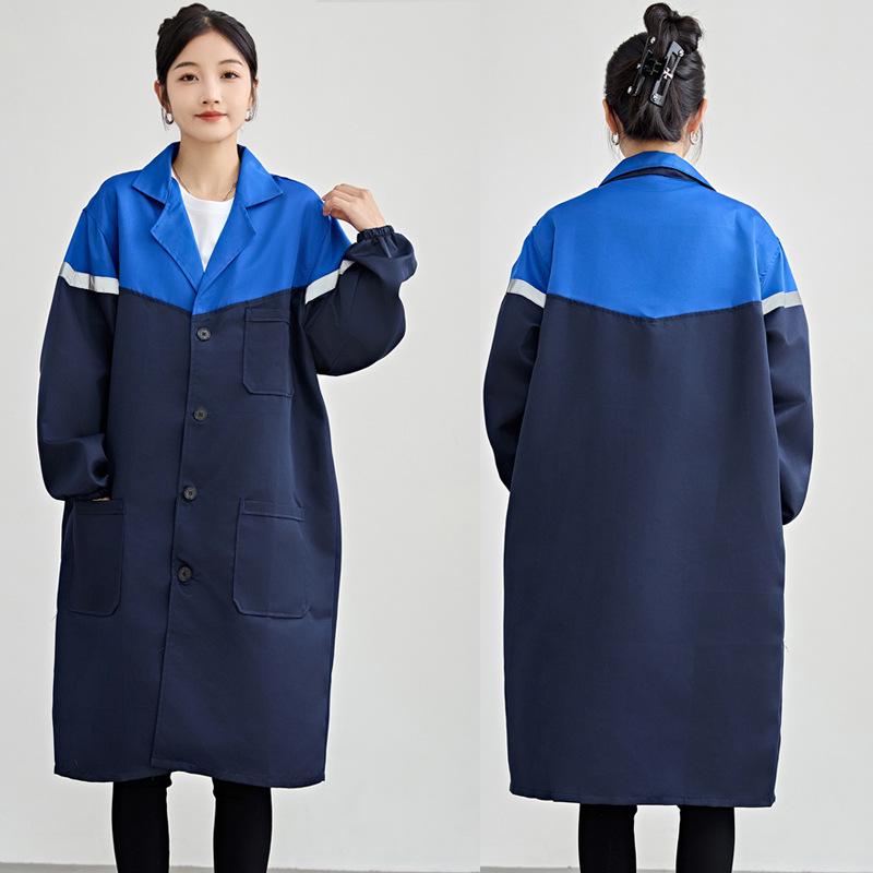 

Men s Blue Long-Sleeve Cotton Work Coat with Logo - Durable Labor Protection Clothing XXXL